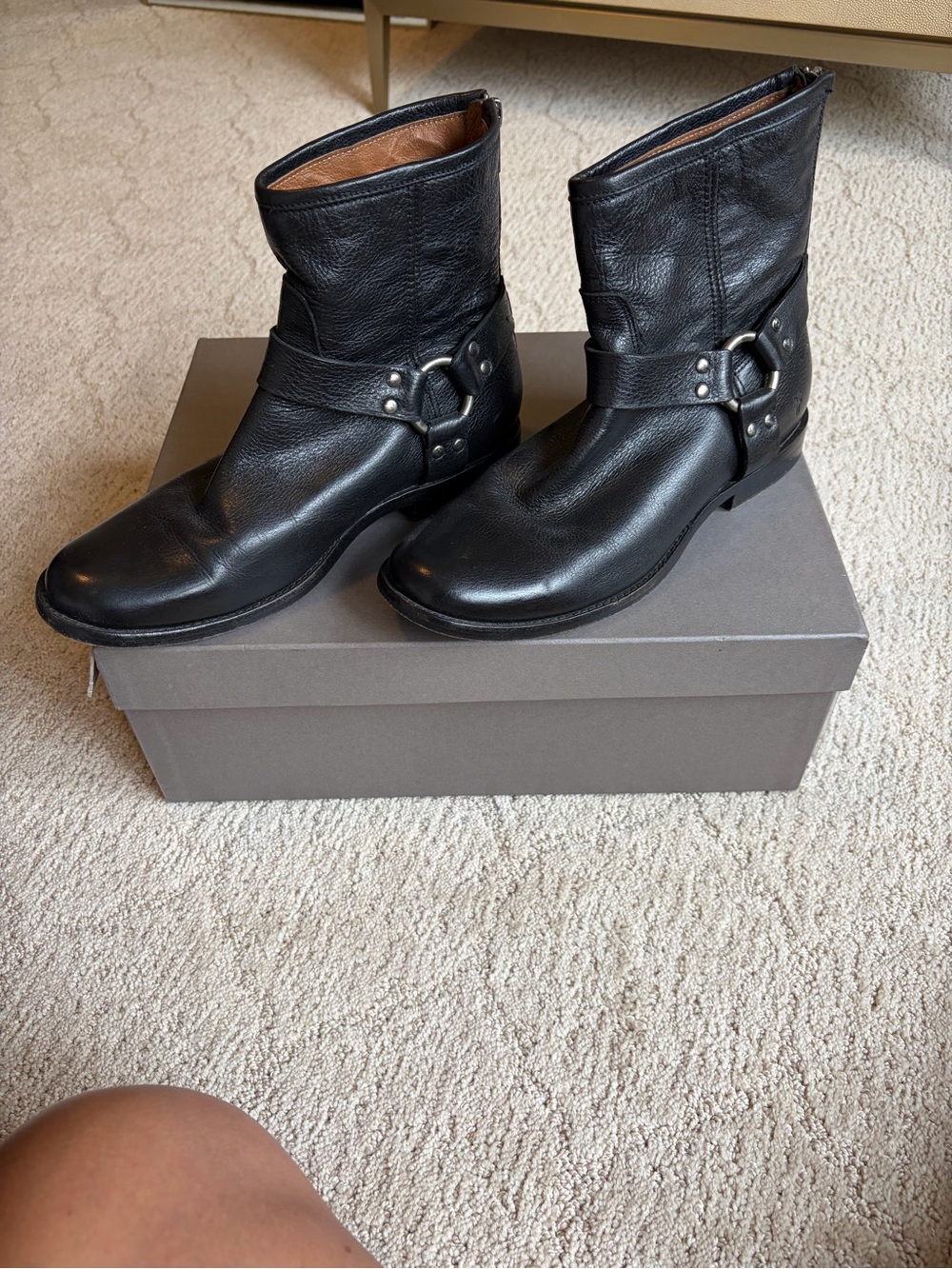 Frye Harness Short Leather Engineer Boots - Black - Picture 3 of 7